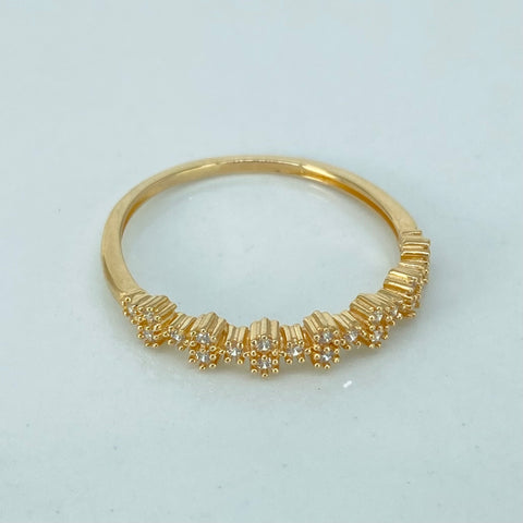 Anillo Churumbela Circones Blancos Flores Oro amarillo / Talla 7 1/2 / 1,5 Gr †