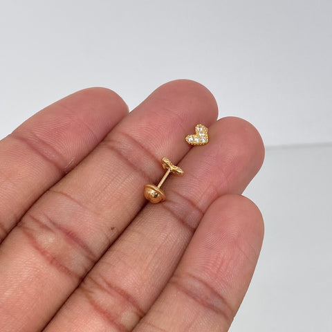 Topos Corazon Circones Blancos Oro amarillo 0,9 Gr / 6 mm †