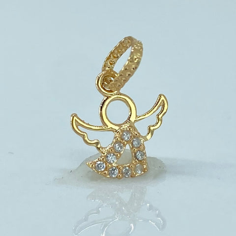 Dije Angel Circones Blancos Oro amarillo 0,37 Gr / 1,4 Cm †
