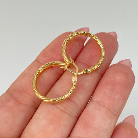 Candongas Entorchadas Oro amarillo 18k 1,52 Gr / 2,1 Cm *