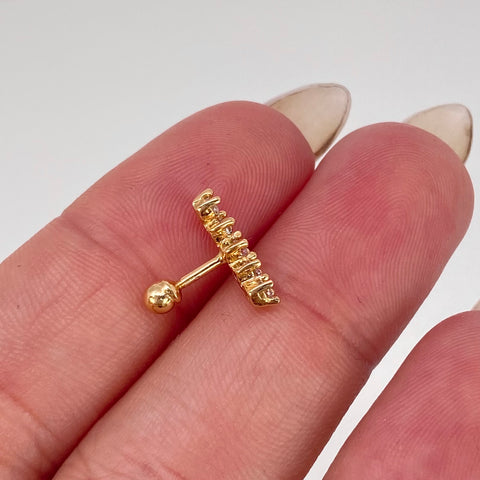 Piercing Cinco Circones Blancos / Oro Amarillo 18k (Joya) / 0,66gr / 1.1cm / (Oreja) †