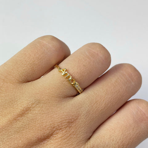 Anillo Amor Circones Blancos Oro amarillo 18k / Talla 7 1/2 / 1,58 Gr