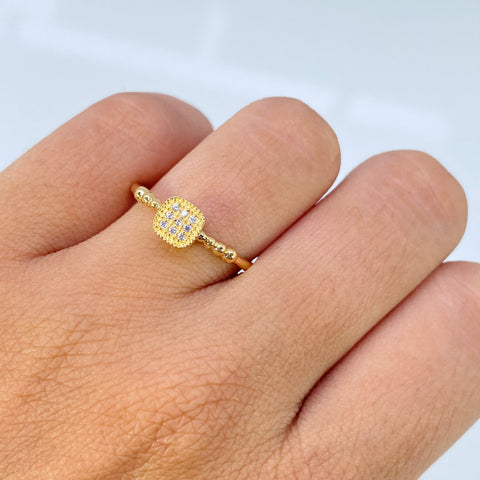 Anillo Cajón  Circones Blancos Oro amarillo 18k / Talla 8 / 1,72 Gr