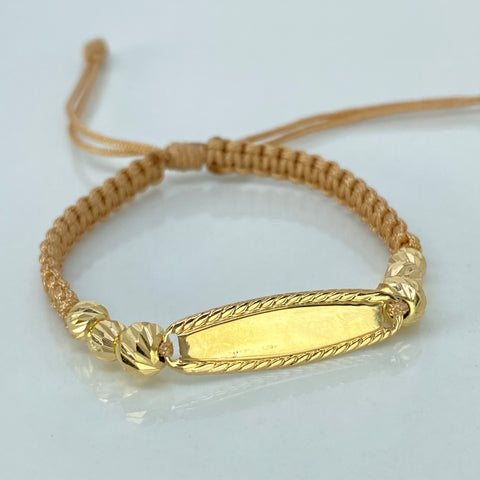 Pulsera tejida Placa Bebe / BD 6uni 5/4mm Hilo Beige Oro amarillo 1 Gr *