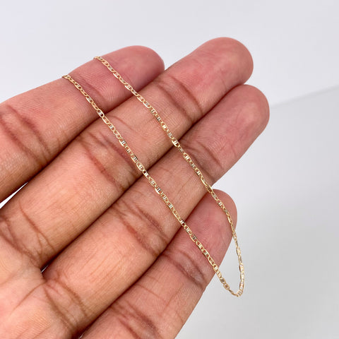 Tobillera ● Escalera Plana Diamantada Tres oros 18k +1 / 0,9 Gr / 1,2 mm / 25 Cm *