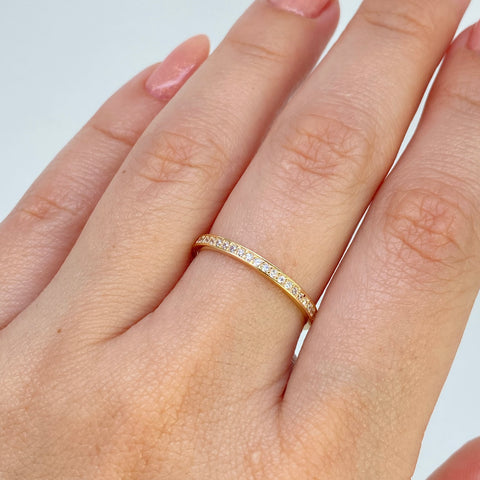Anillo Churumbela Circones Blancos Oro amarillo 18k / Talla 5 1/4 / 1,35 Gr *