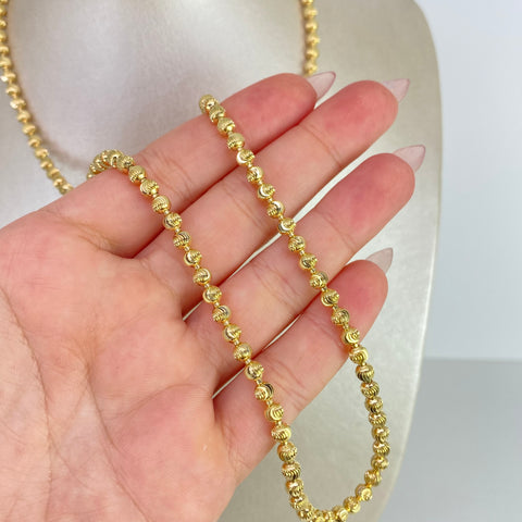 Cadena Militar Diamantado Luna NAC ESP Oro amarillo 18k +1 / 28,8 Gr / 4 mm / 60 Cm *