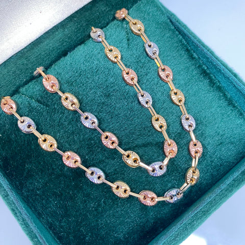 Cadena GC Diamantada Tres oros 18k 12,15 Gr / 4,5 mm / 62 Cm *