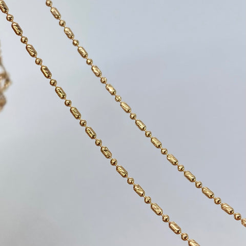 Cadena ● Palito / Bolita Diamantada Oro amarillo 18k +3 / 3,2 Gr / 1,1 mm / 45 Cm †