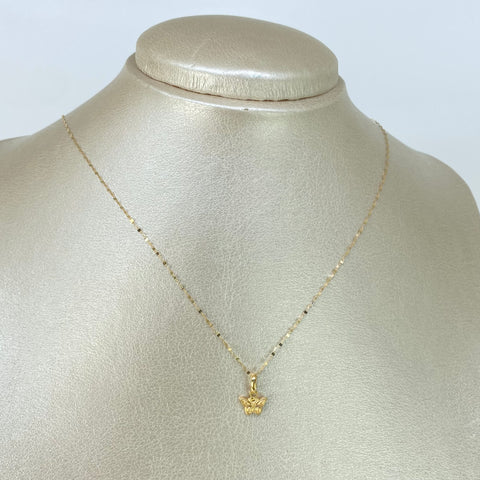 Set Cadena  Crispeta + Dije Mariposa Oro amarillo 18k 0,7 Gr / 1 mm / 50 Cm *