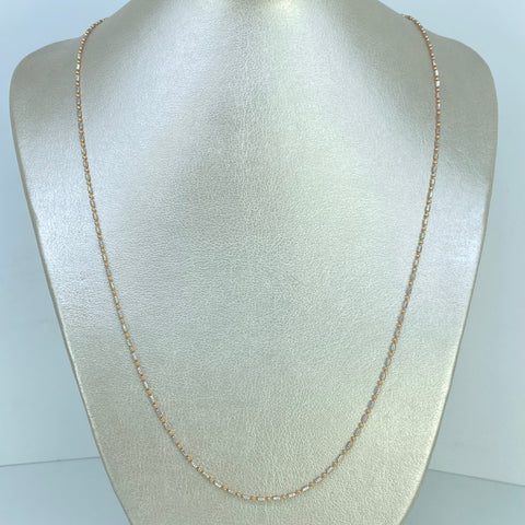 Cadena ● Palito Bolita Diamantada Oro blanco y Oro rosa 18k +3 / 5,53 Gr / 1,5 mm / 60 Cm