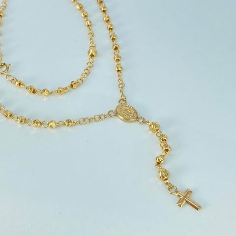 Rosario Virgen Milagrosa Bolas Diamantadas 4/3mm Oro amarillo 5,47 Gr / 45 Cm *