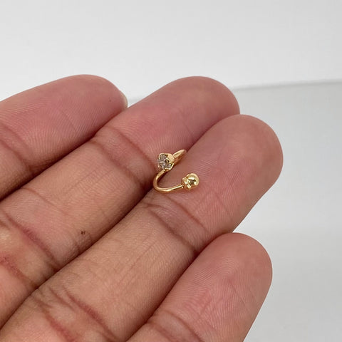 Piercing Aro Curvo Circon Blanco / Oro Amarillo 18k (Joya) / 3mm / 0,5gr / 1.2cm / (Labio) †