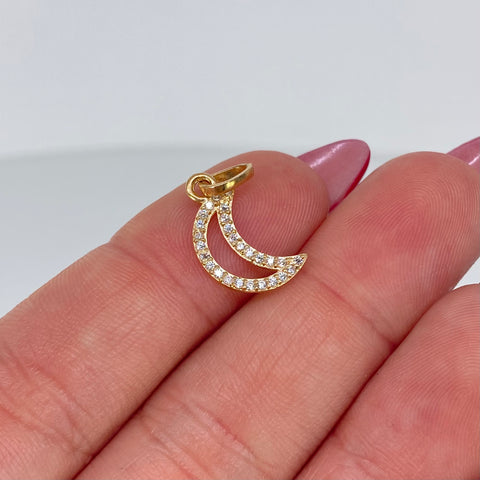 Dije Luna Circones Blancos Oro amarillo 0,65 Gr / 2 Cm