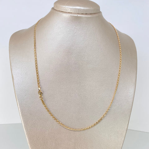 Cadena ● Cubana Doble Oro amarillo 18k 2,82 Gr / 2,5 mm / 50 Cm †