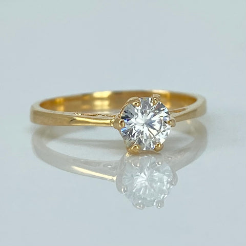 Anillo Solitario Circon Blanco Oro amarillo 18k / Talla 6 1/2 / 2,19 Gr