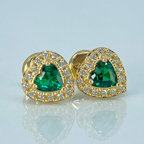 Topos Corazon Circones Verde Blancos Oro amarillo 1,25 Gr / 7,6 mm