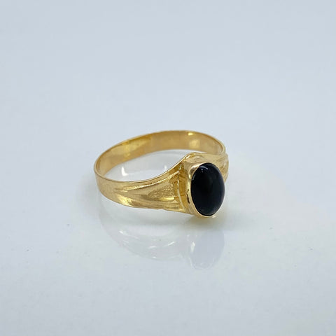 Anillo Niña Circon Negro Oro amarillo 18k / Talla 1 1/2 / 0,81 Gr *