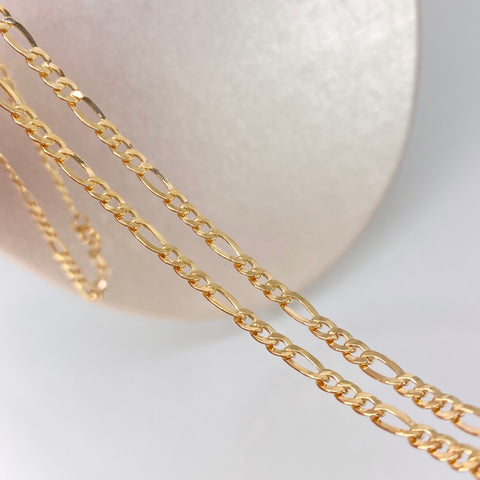 Cadena ● Tres Por Uno 3x1 Oro amarillo 18k 6,18 Gr / 3,3 mm / 60 Cm *
