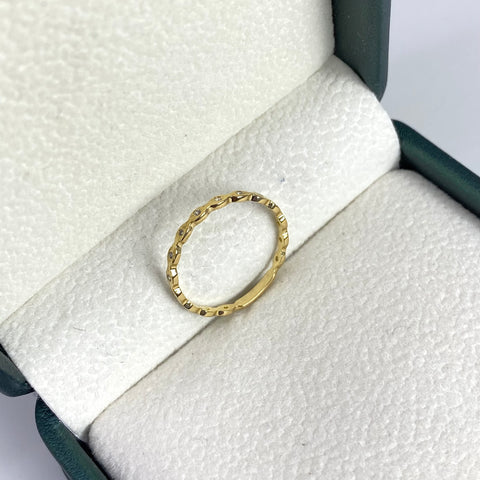 Anillo Circones Blancos Oro amarillo 18k / Talla 6 / 1 Gr *