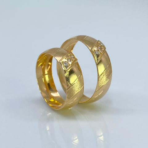 Anillo Argollas Circones Blancos Diagonal  POR FABRICACIÓN Oro amarillo 18k / Talla 7 / 11 Gr *