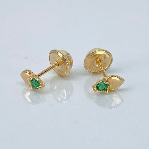 Topos Corazon Circon Verde Oro amarillo 18k 0,62 Gr / 3,5 mm †