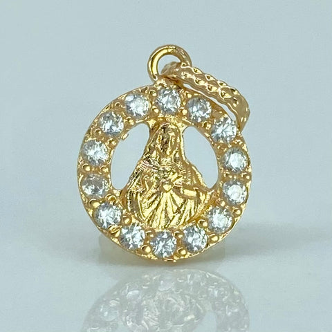 Dije Sagrado Corazon Circones Blancos Oro amarillo 0,91 Gr / 1,6 Cm *