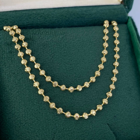 Cadena Militar Diamantado Luna NAC ESP Oro amarillo 18k 14,5 Gr / 3 mm / 60 Cm †