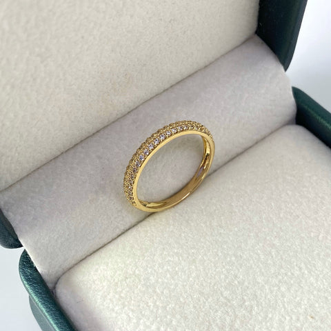 Anillo Circones Blancos Oro amarillo 18k / Talla 6 1/4 / 1,76 Gr *
