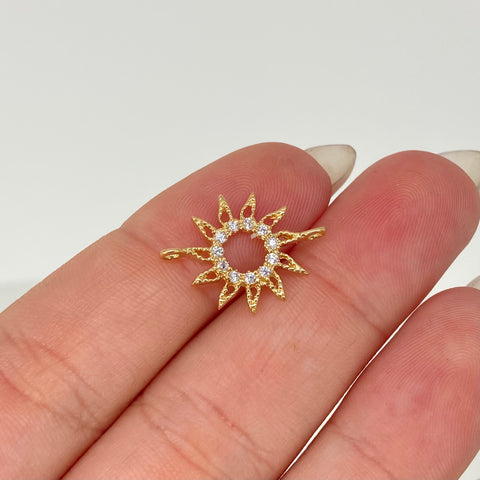 Herraje Sol Circones Blancos Oro amarillo 18k 0,85 Gr / 1,8 Cm  *