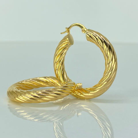 Candongas Entorchadas Oro amarillo 18k 5,25 Gr / 3,3 Cm
