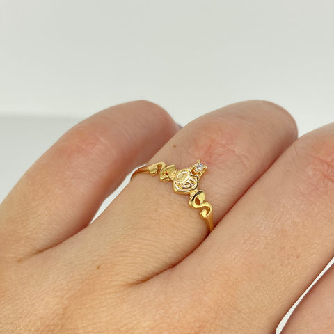 Anillo 15 Años Circon Blanco Oro amarillo 18k / Talla 6 3/4 / 1,05 Gr