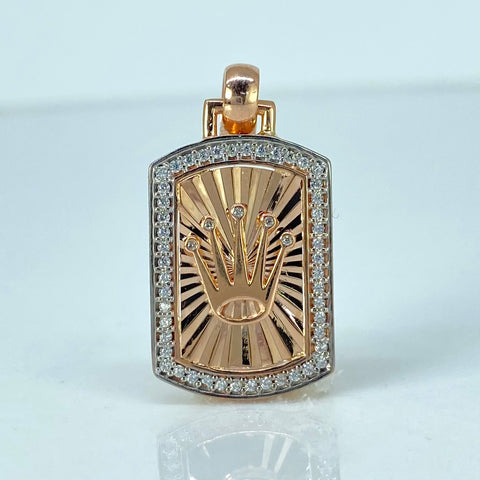 Dije Corona RX Circones Blancos Oro blanco y Oro rosa 3,6 Gr / 3,1 Cm *
