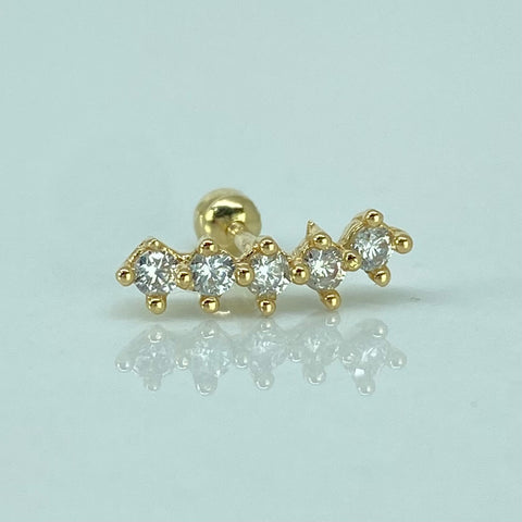 Piercing Cinco Circones Blancos / Oro Amarillo 18k (Joya) / 0,66gr / 1.1cm / (Oreja)