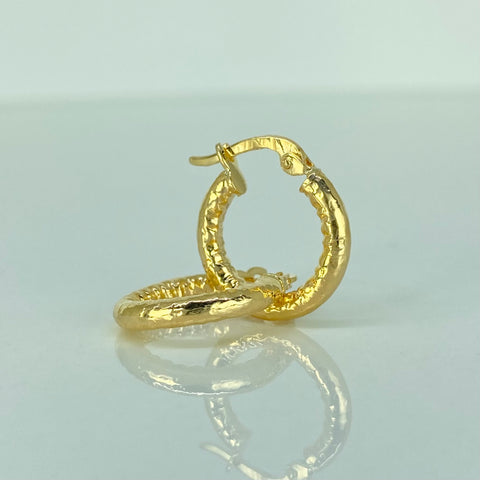 Candongas Redondas Texturizadas Oro amarillo 18k 1,35 Gr / 1,6 Cm