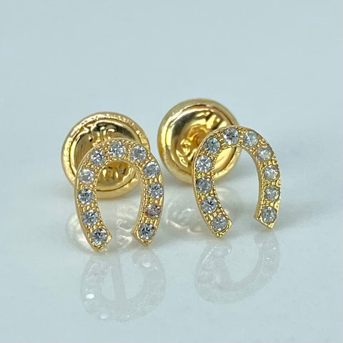 Topos Herradura Circones Blancos Oro amarillo 0,72 Gr / 5,5 mm *