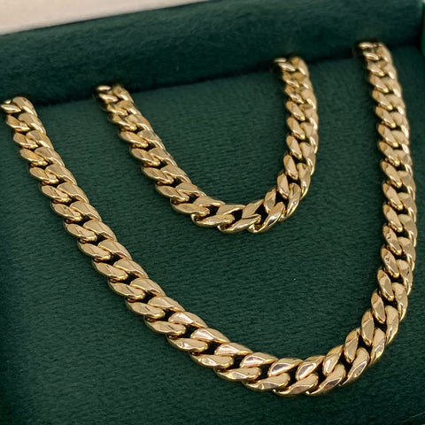 Cadena ● Cubana Oro amarillo 18k 8,83 Gr / 5 mm / 50 Cm *