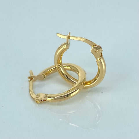 Candongas Redondas Lisas Oro amarillo 18k 1,26 Gr / 1,5 Cm  *