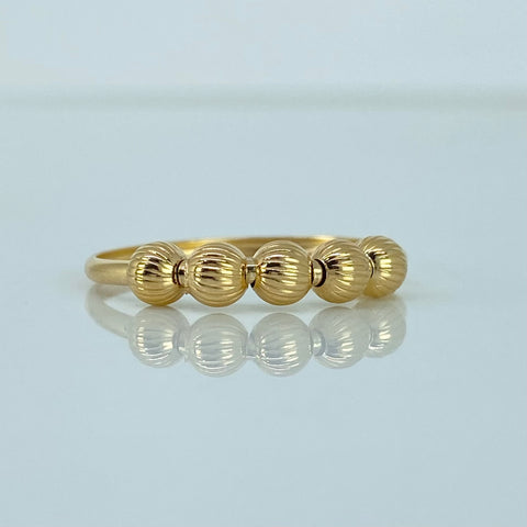 Anillo Bolas Diamantadas 4mm Oro amarillo 18k / Talla 8 / 0,93 Gr