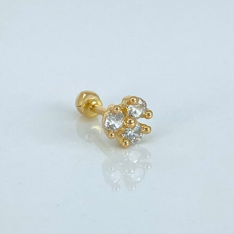 Piercing Flor Circones Blancos / Oro Amarillo 18k (Joya) / 0,55gr / 5.6mm / (Oreja) *