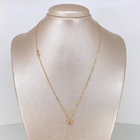Set Cadena ● Aro Seguido + Dije Corazon Oro amarillo 18k 1 Gr / 1,3 mm / 45 Cm