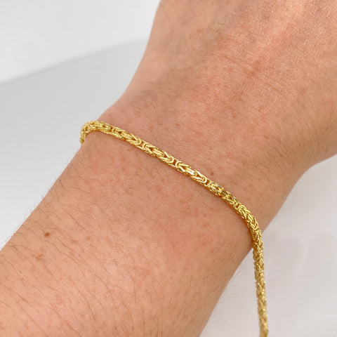 Pulso ● Punto Peruano Oro amarillo 18k +3 / 4,2 Gr / 2 mm / 21,5 Cm *