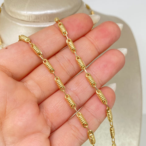 Cadena Rustico Eslabones Diamantados Oro amarillo 18k 7,30 Gr / 3,3 mm / 60 Cm
