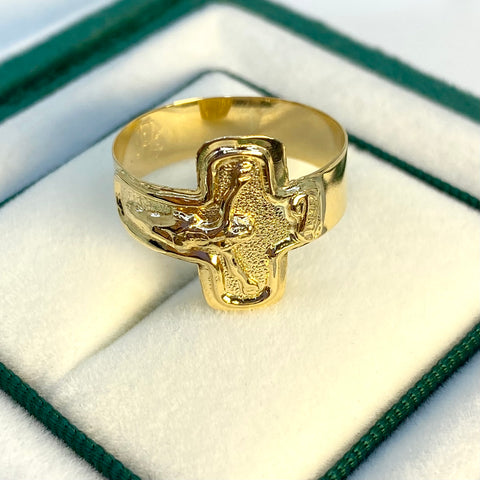 Anillo Cruz Cristo Oro amarillo 18k / Talla 9 1/2 / 2,0 Gr