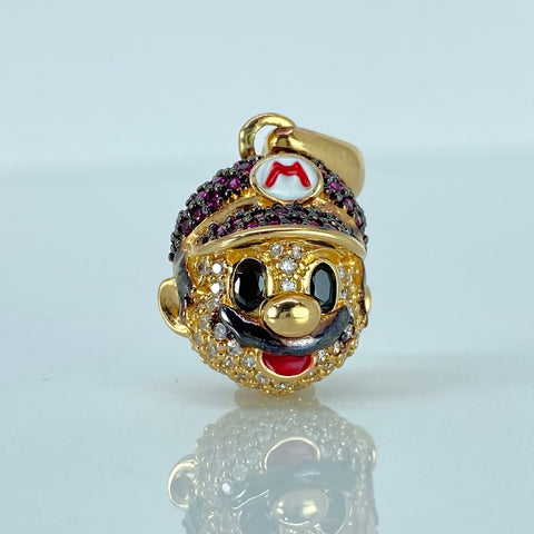 Dije Caricatura Circones Blancos Fucsias Oro amarillo 18k 4,82 Gr / 2,4 Cm  *