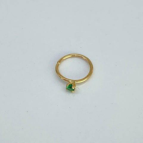 Piercing Aro Circon Verde/ Oro Amarillo 18k (Joya) / 0,24 gr / 9 mm / (Nariz)