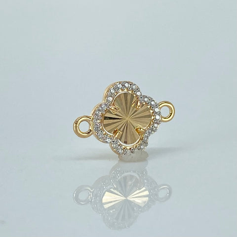 Herraje Trebol Circones Blancos Oro amarillo y Oro blanco 18k 0,62 Gr / 1,5 Cm  *