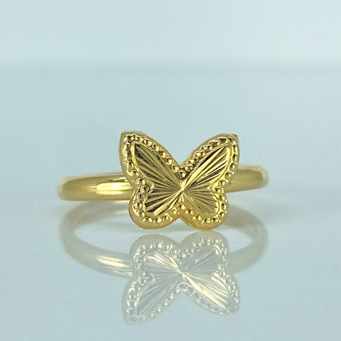 Anillo Mariposa Diamantada Oro amarillo 18k / Talla 7 1/2 / 1,38 Gr †