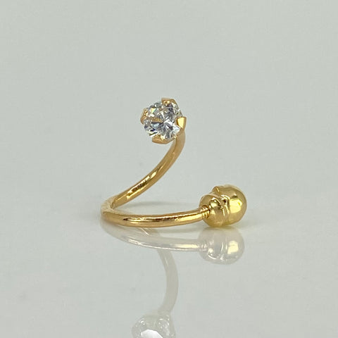 Piercing Espiral Circones Blancos / Oro Amarillo 18k (Joya) / 0,53 gr / 3,4 mm / (Oreja) †