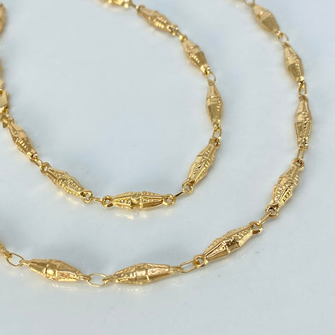 Cadena Rustica Eslabones Diamantados Rombos Oro amarillo 6,78 Gr / 4 mm / 50 Cm *